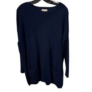 Hobbs London Women’s CASHMERE Sweater Navy Blue Pockets Sz US 8 EU 40